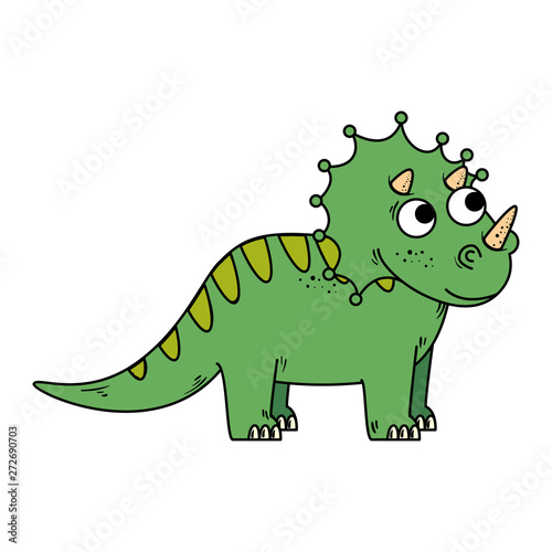 cute triceratops comic character icon