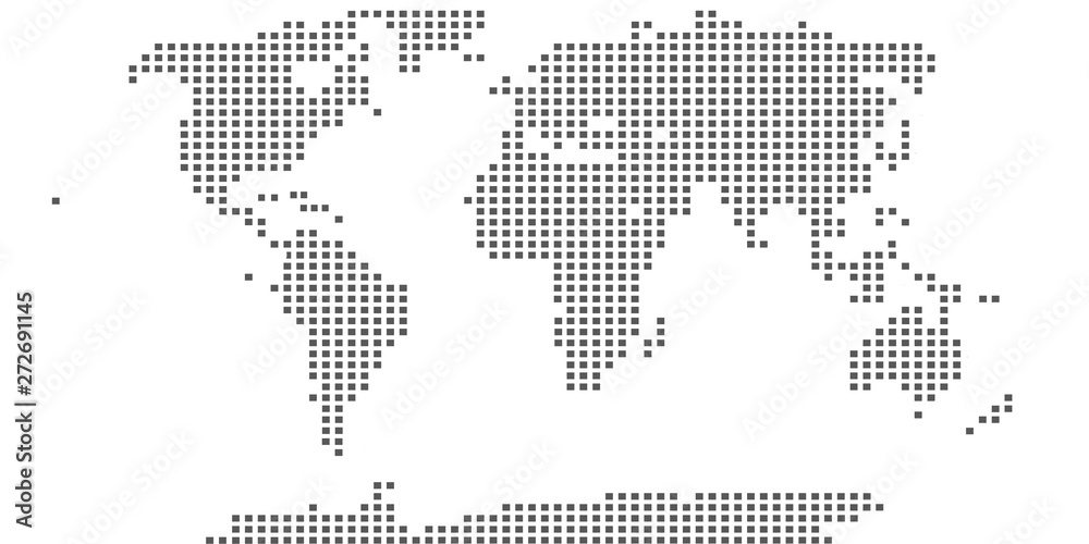 Vector map of the world. Oceans and continents on a flat projection ...