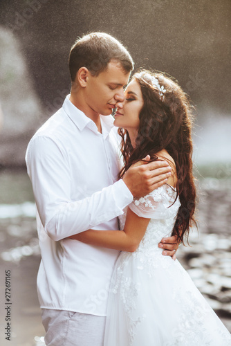 Sensual portrait of a young couple. Wedding photo outdoor