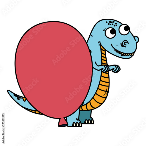 cute tyrannosaurus rex with balloon helium