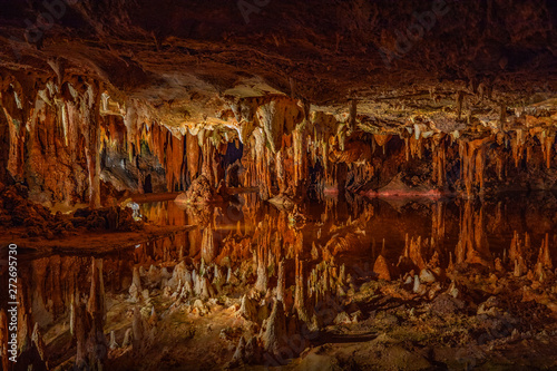 Cave stalactites, stalagmites, and other formations at Luray Caverns. VA. USA.