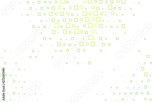 Light Green vector pattern with spheres, squares.