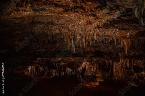 Cave stalactites  stalagmites  and other formations at Luray Caverns. VA. USA.