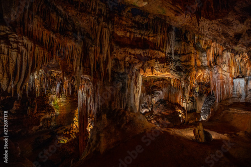 Cave stalactites, stalagmites, and other formations at Luray Caverns. VA. USA.