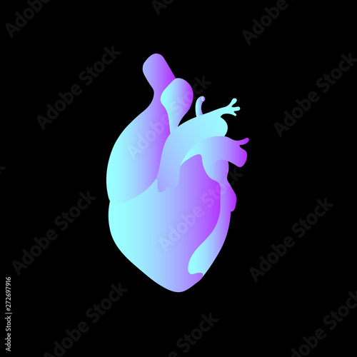 Anatomical heart. bright blue gradient
