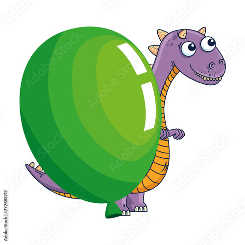 cute tyrannosaurus rex with balloon helium
