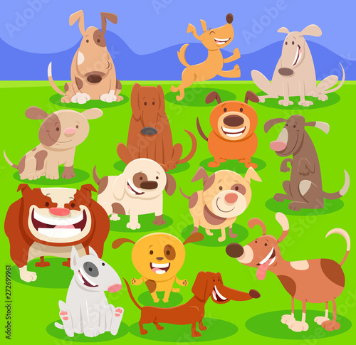 dogs cartoon characters large group