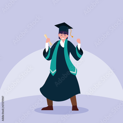 Graduating boy student in celebration design