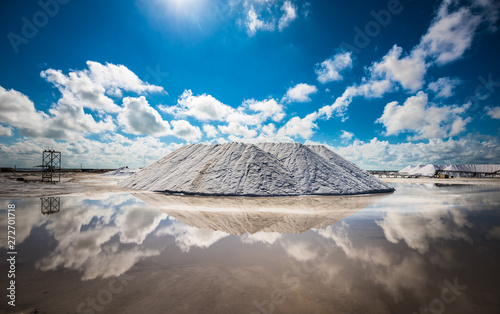Natural sea salt producing in Las Coloradas, Yucatan, Mexico photo