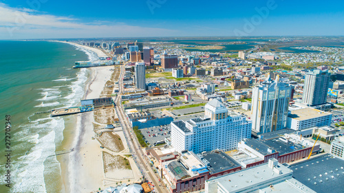 AERIAL VIEW OF ATLANTIC CITY BOARDWALK AND STEEL PIER. NEW JERSEY. USA. photo