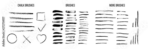 Black ink brush strokes vector set