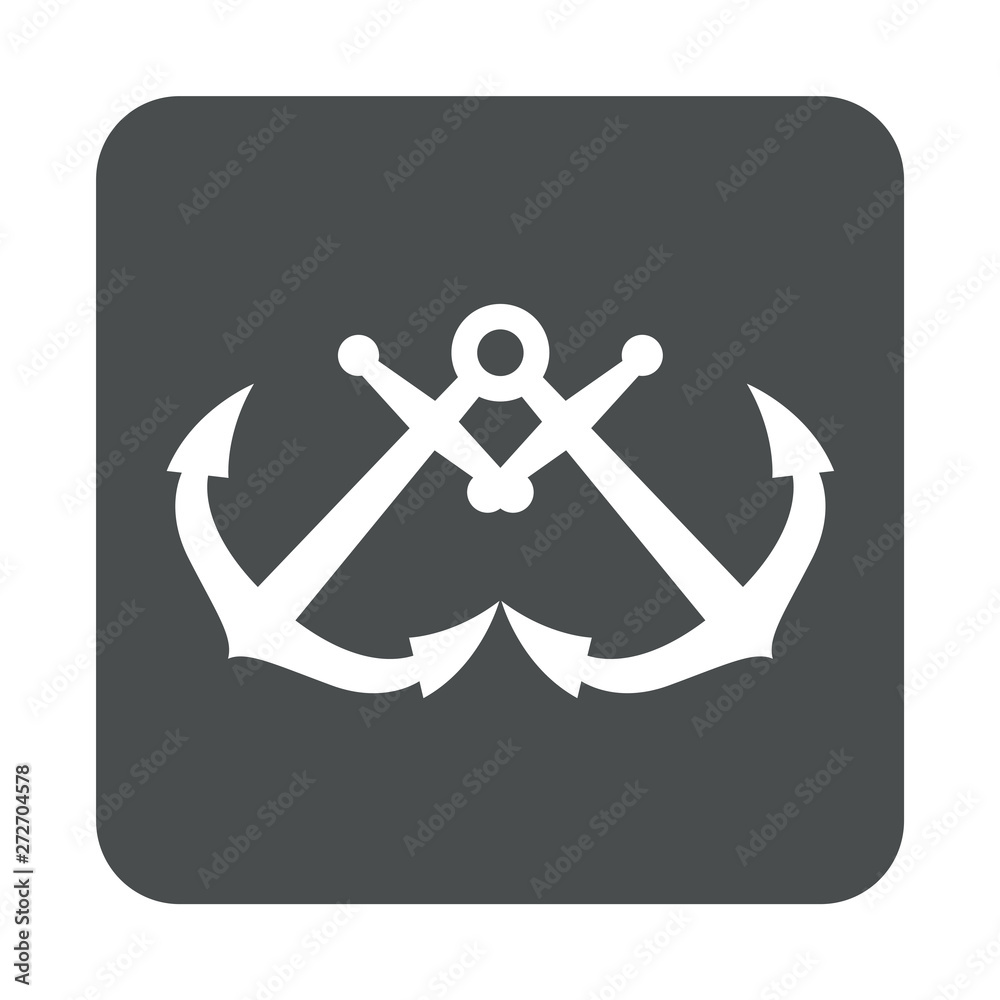 Obraz premium Icono plano con anclas cruzadas en cuadrado color gris