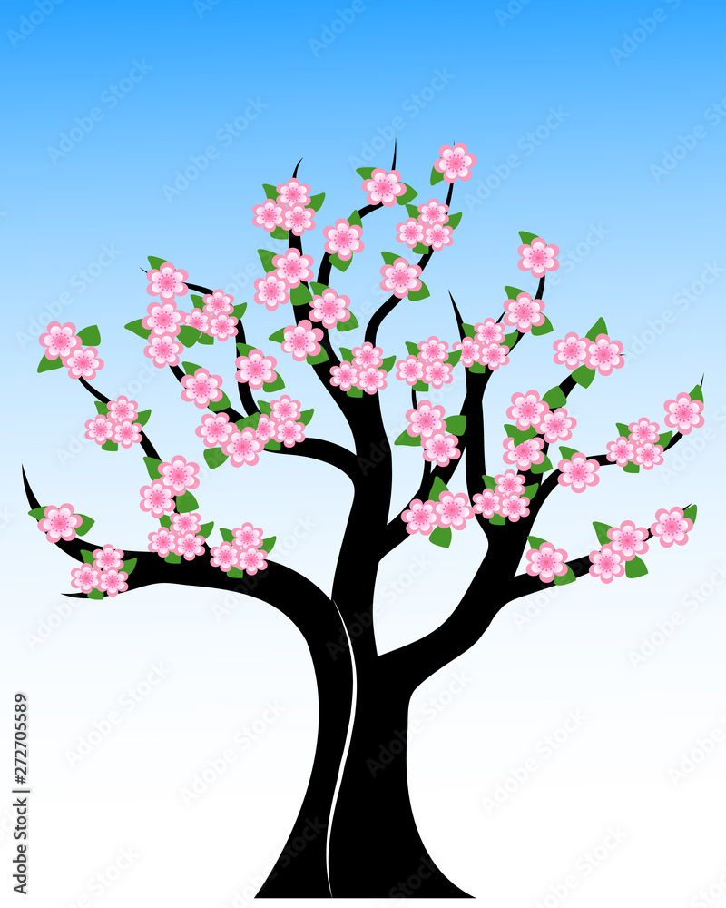 Fototapeta premium Cherry blossom tree illustration. Sakura tree vector EPS10.