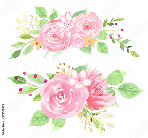 Fototapeta Naklejka Na Ścianę i Meble -  Elegant pink flowering raster illustration