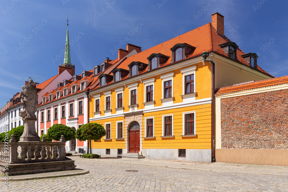 Fototapeta premium Wroclaw. The main street of the oldest district of the city, Ostrow Tumski