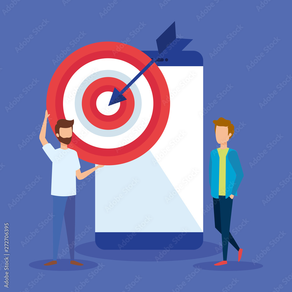 mini people with smartphone and target vector illustration design vector illustrator mini people with smartphone and target vector illustration design vector illustrator