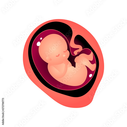 Baby dreaming in mother tummy, woman pregnancy period
