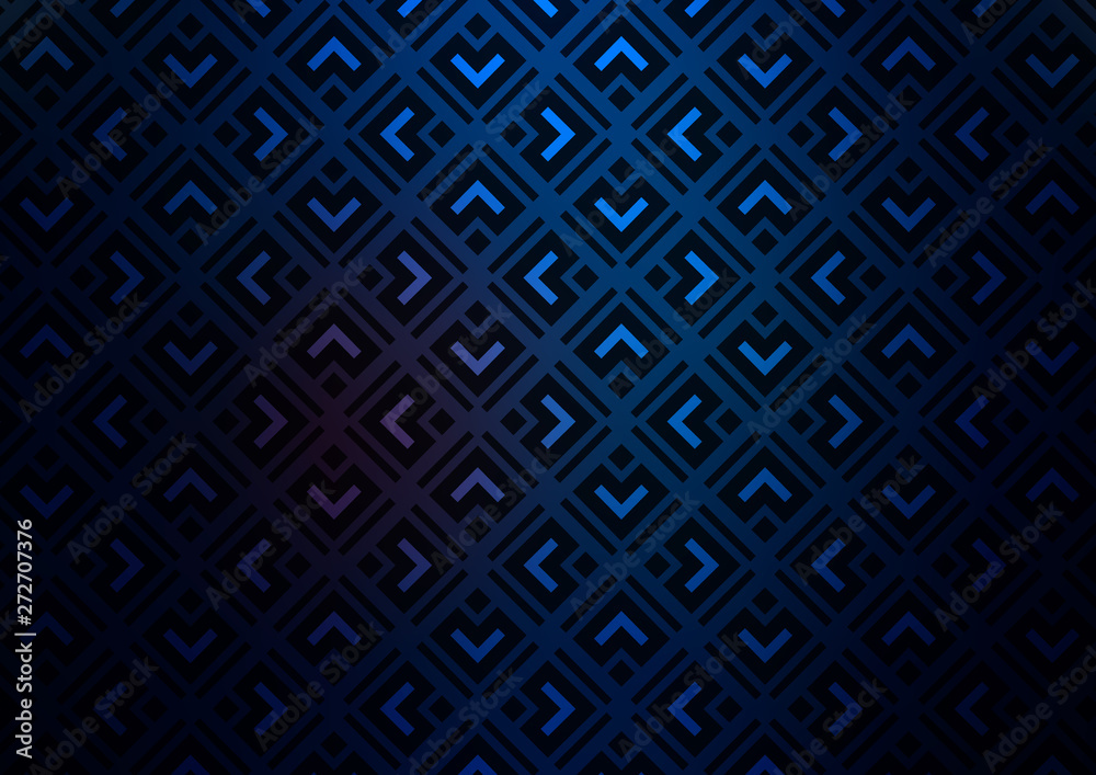 Dark BLUE vector template with sticks, squares.