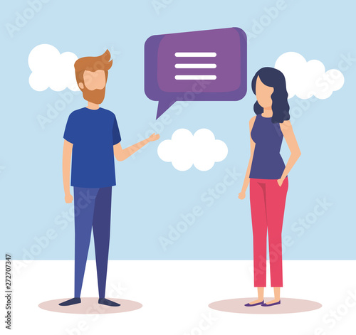 couple with speech bubbles vector illustration design vector illustrator