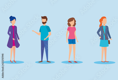 group of young people characters vector illustration design vector illustrator