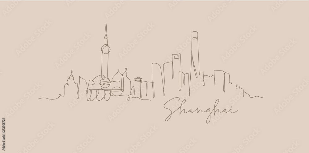 Pen line silhouette Shanghai beige