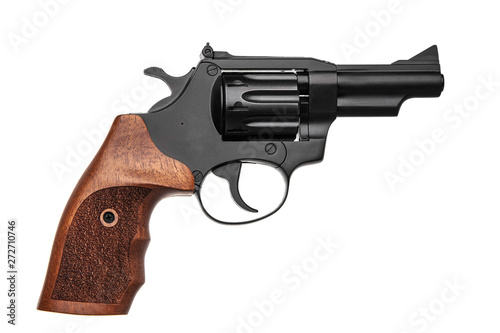 Gun pistol revolver isolated on white back