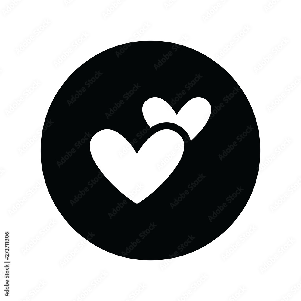 Two hearts icon, vector isolated love symbol. Double heart button. Two hearts icon, vector isolated love symbol. Double heart button.