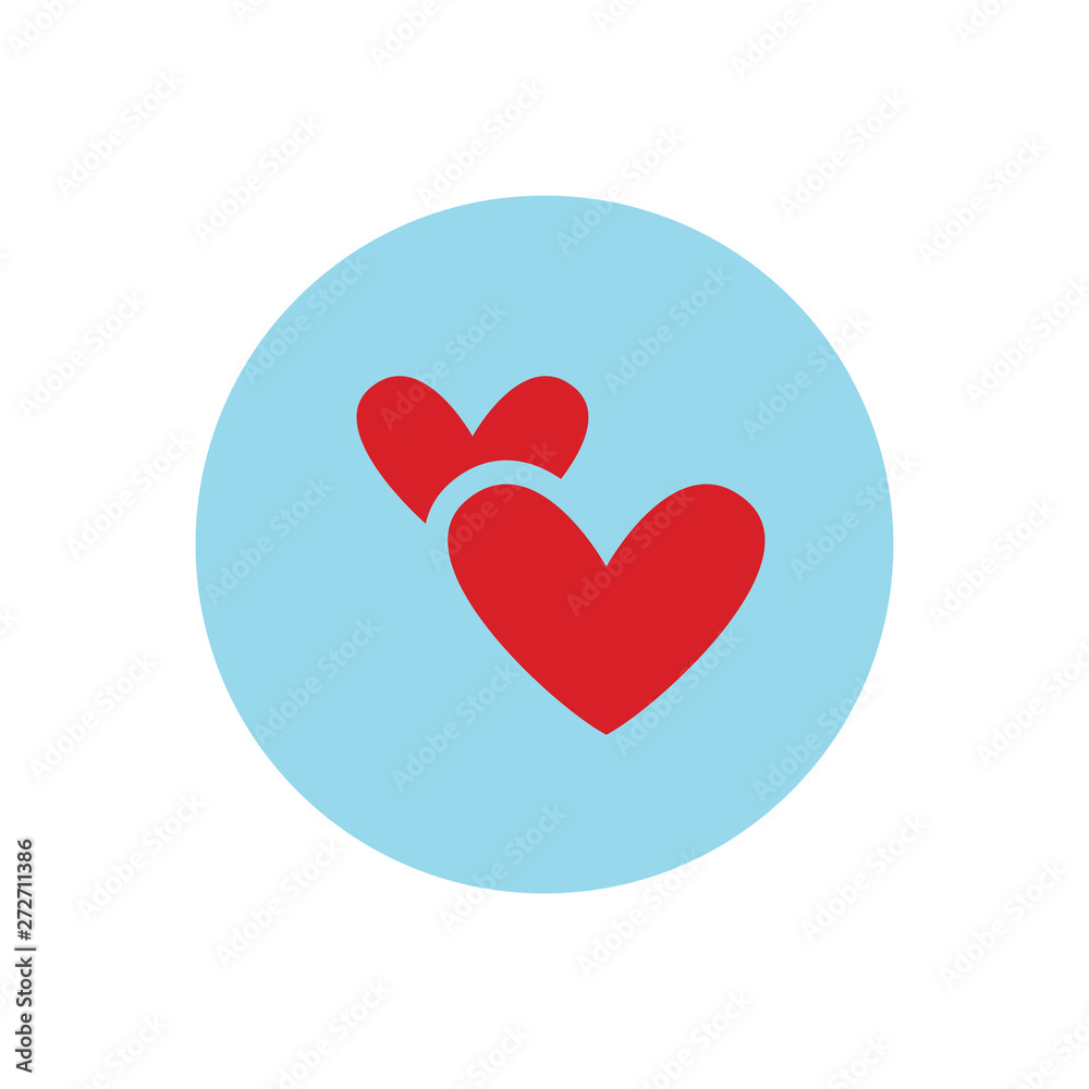 Two hearts icon, vector isolated love symbol. Double heart button. Two hearts icon, vector isolated love symbol. Double heart button.