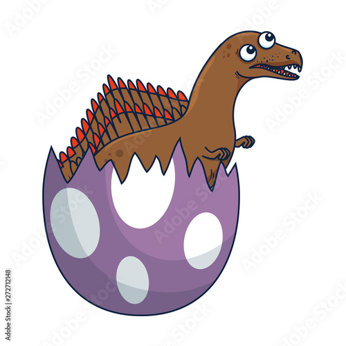 cute newborn espinosaurus breaking shell
