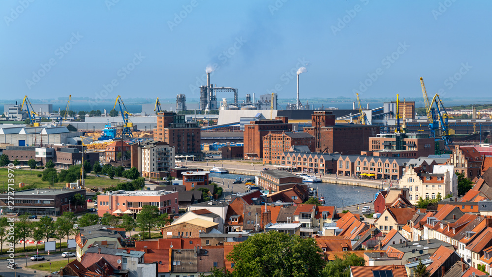 Wismar, Germany. Aerial view of the harbor.
