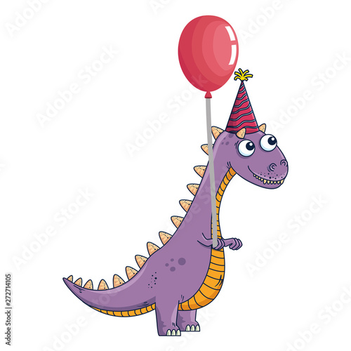 cute tyrannosaurus rex with balloon helium
