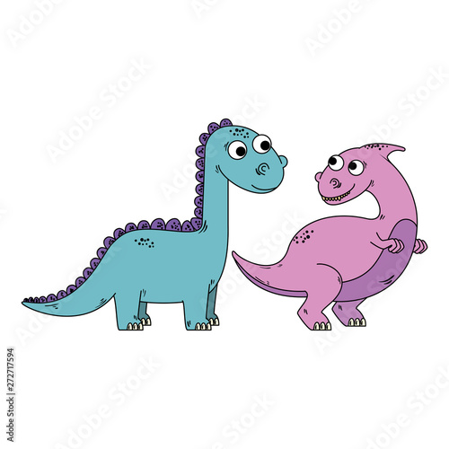 cute diplodocus couple comic characters