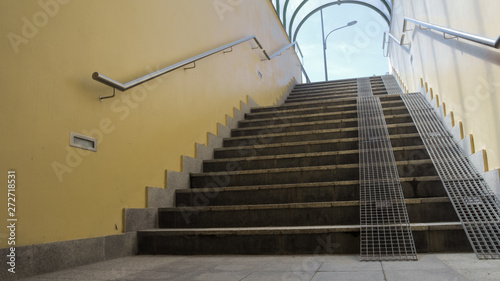 Stairs in a public underground passage in Gdansk, Poland