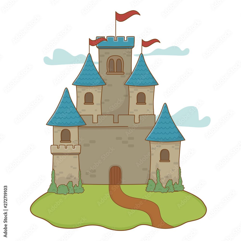 Fotografie Isolated castle with pennants design vector illustration
