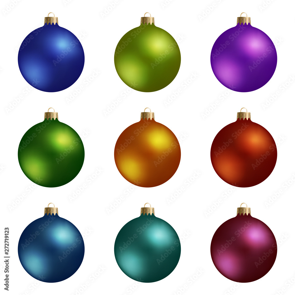 Set of Bright Colorful Christmas Balls. Set of Bright Colorful Christmas Balls.