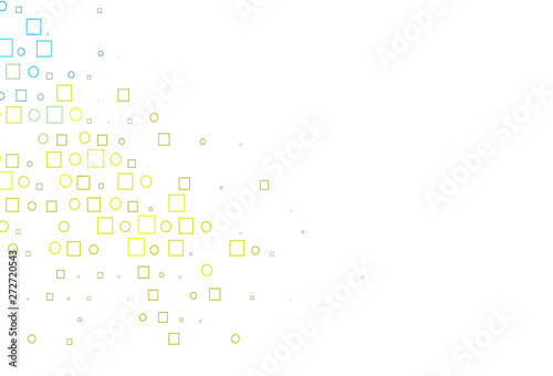 Light Blue, Yellow vector pattern with spheres, squares.