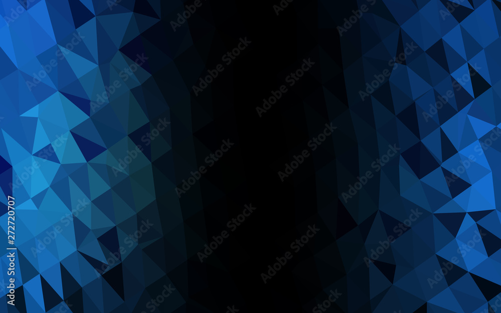 Dark BLUE vector shining triangular template.