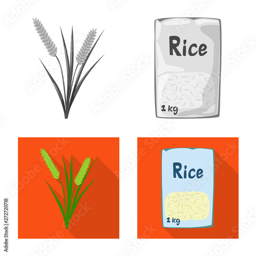 Vector illustration of crop and ecological sign. Set of crop and cooking vector icon for stock.