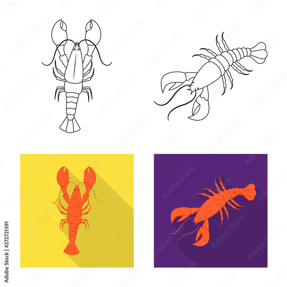 Fototapeta premium Vector design of appetizer and ocean logo. Set of appetizer and delicacy vector icon for stock.