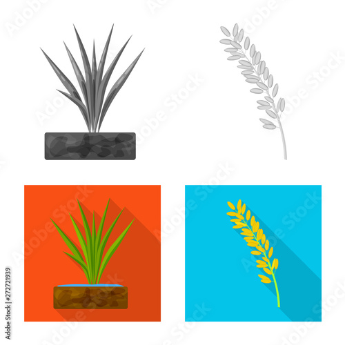 Vector illustration of crop and ecological sign. Collection of crop and cooking stock vector illustration.