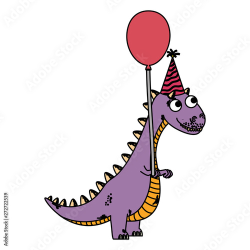 cute tyrannosaurus rex with balloon helium