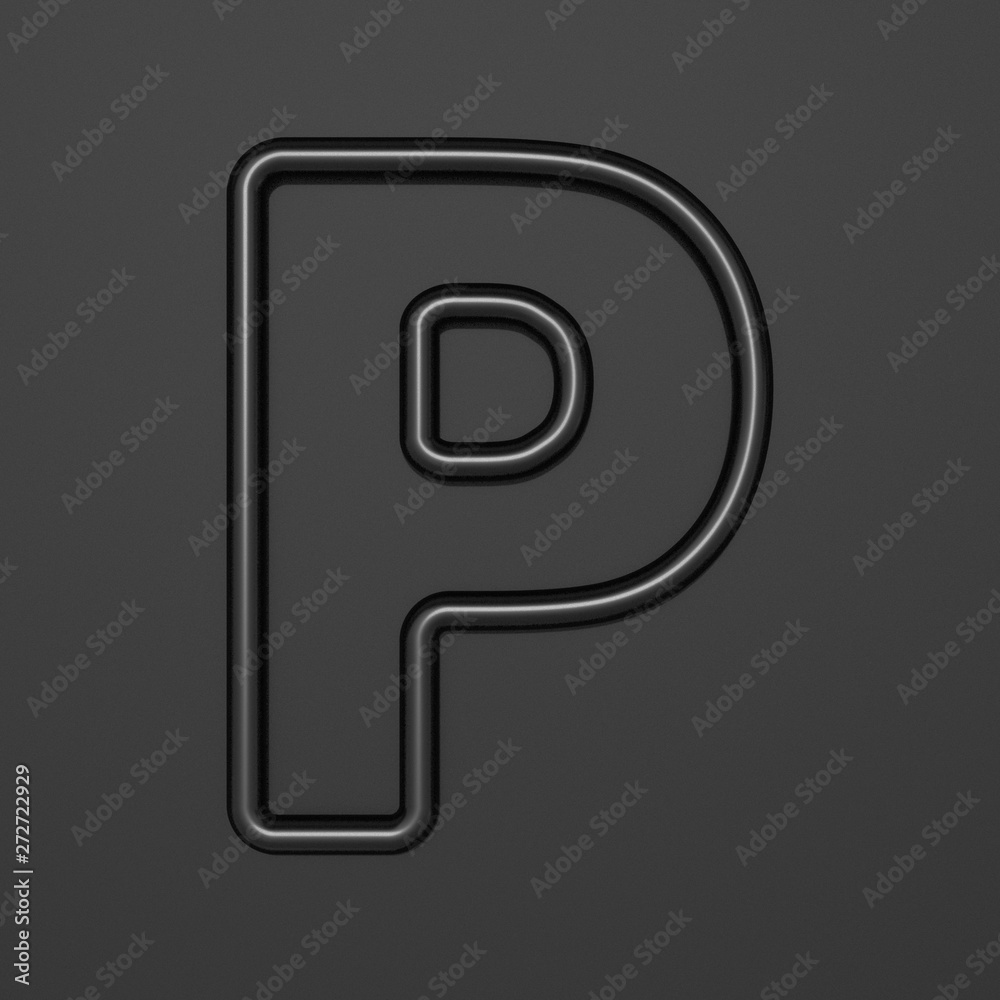 Black outline font Letter P 3D Black outline font Letter P 3D