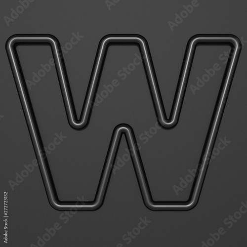 Black outline font Letter W 3D