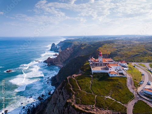 Aerial view of lighthouse at Cabo da Roca photo