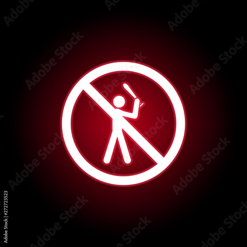 Forbidden beating, man icon in red neon style. Can be used for web, logo, mobile app, UI, UX