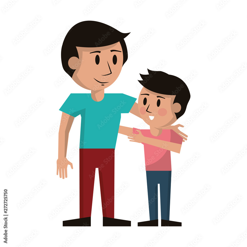 Father and boy cartoon