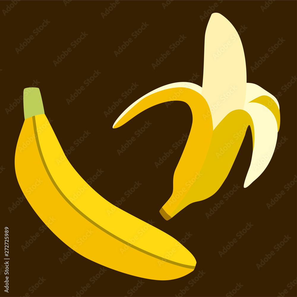 Illustration of half peeled banana isolated on a brоwn background Illustration of half peeled banana isolated on a brоwn background