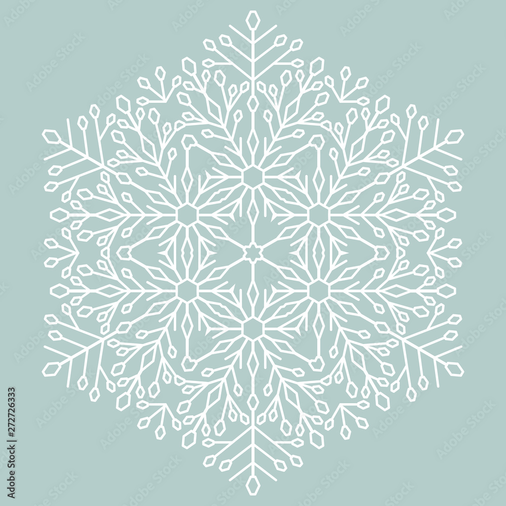 Round snowflake. Abstract winter ornament. Fine swhite nowflake