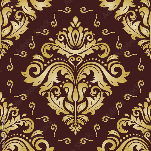 Orient classic pattern. Seamless abstract brown and golden background with vintage elements. Orient background