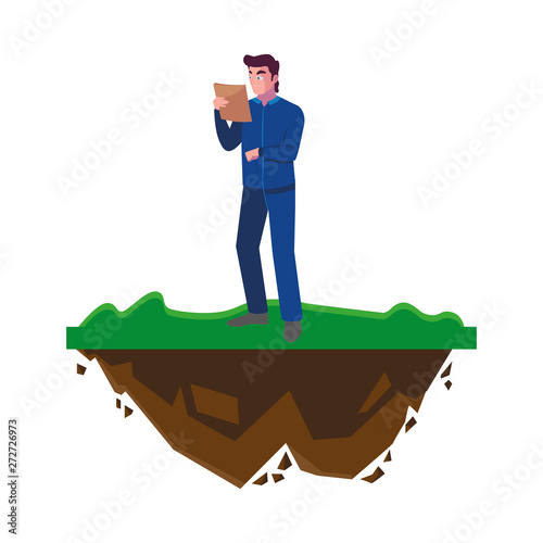 logistic worker on the lawn character